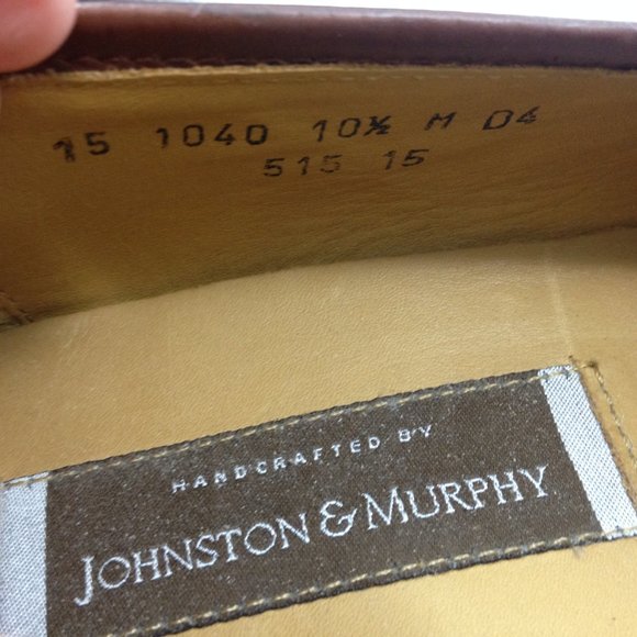 Johnston & Murphy 10.5 M Brown Leather Kiltie Tassel Loafers Handcrafted